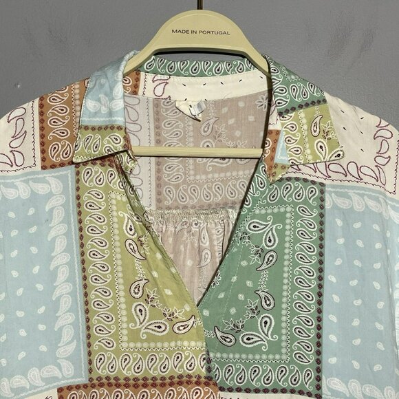 Ivy Jane Blouse Women Size S/M Retro Paisley Vneck Patch Hipster Comfy Relaxed - Picture 3 of 10